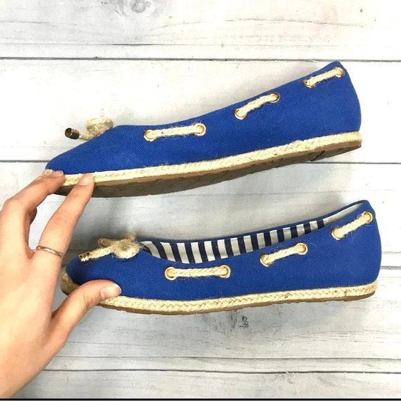 KATE SPADE Blue Canvas Espadrilles Flats Size 8, Excellent Condition - Picture 2 of 5